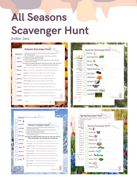 Seasonal Explorer Packs: 4 Seasons Scavenger Hunt for Family Fun & Learning